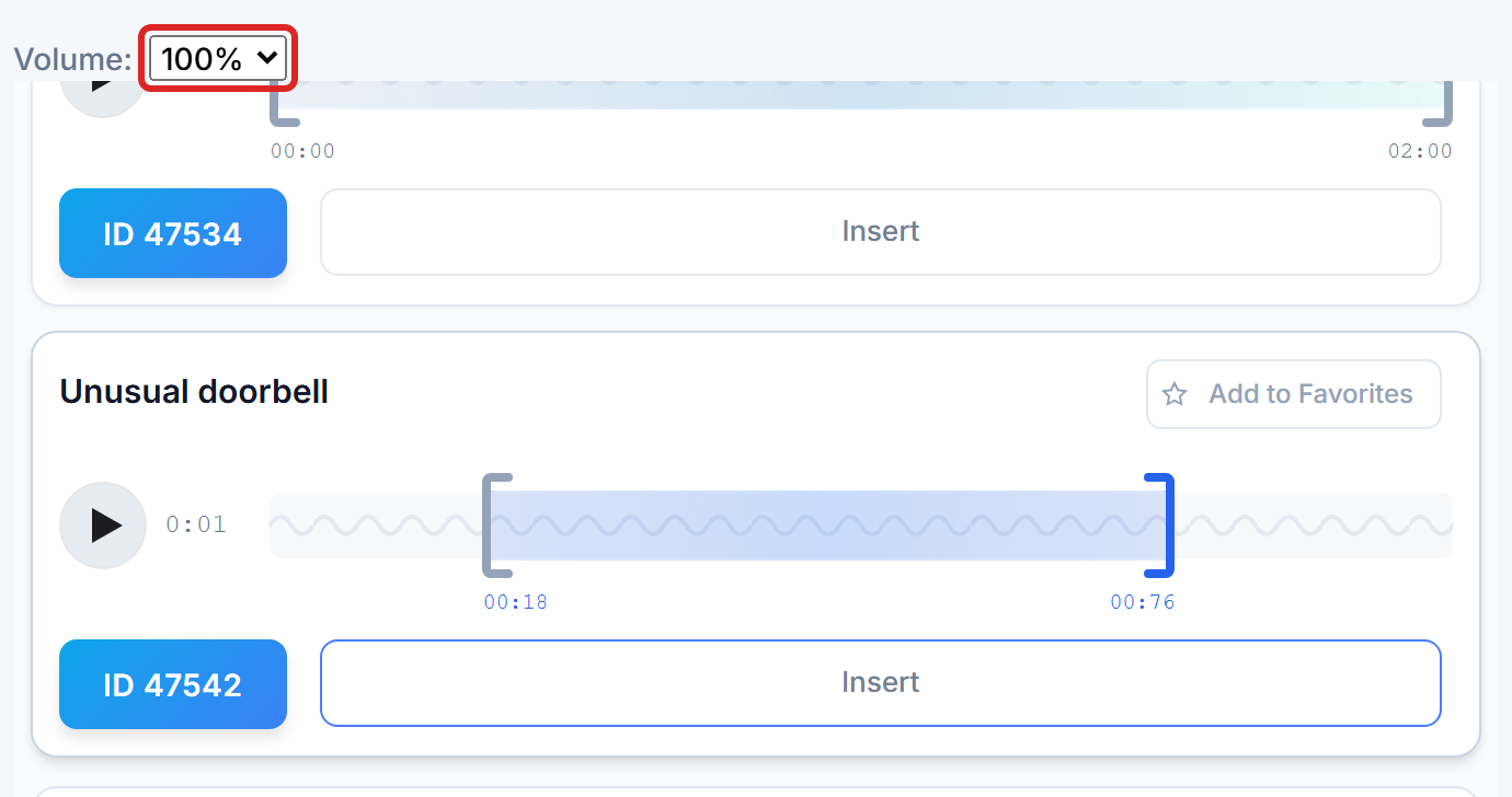 Volume control above a sound card