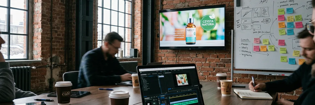 Zespół marketingowy przygotowujący materiały na targi