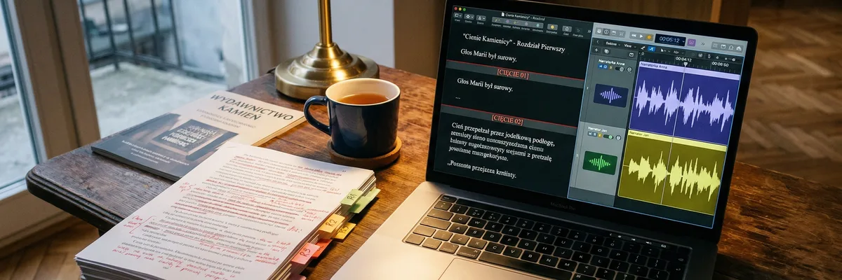 Osoba słuchająca audiobooka w słuchawkach