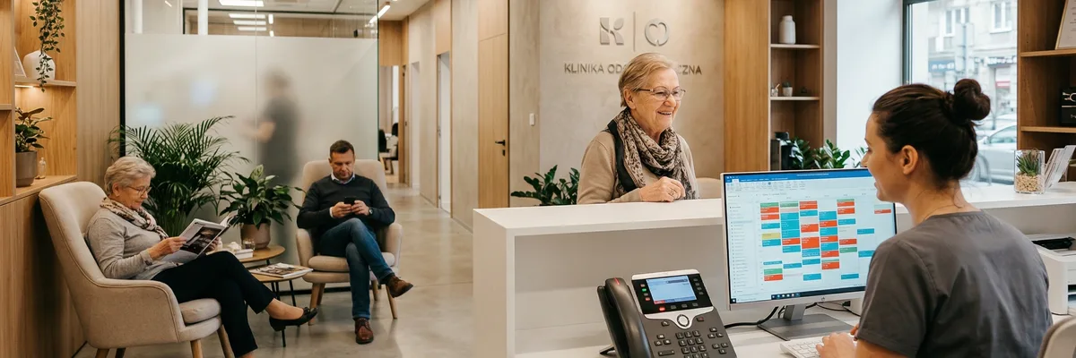Recepcja kliniki stomatologicznej z telefonem