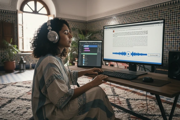 إشهار وإذاعة مغربية — استوديو الدار البيضاء مع أفق المدينة القديمة