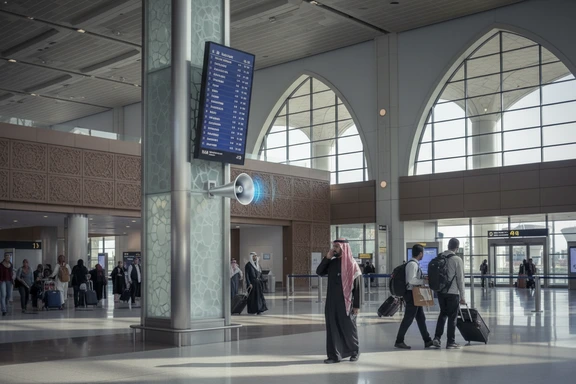 دليل الحج والعمرة وإعلانات زوّار الحرمين — لافتات مكة المكرمة والمدينة المنورة