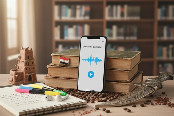 تعليم العربية الكلاسيكية — سماعات فوق مخطوط عربي بحركات إعراب