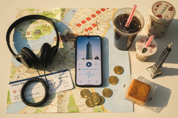 ビジネスナレーション — 台北のオフィスタワー、MRT 路線図、ノート PC に表示された NT$ 通貨