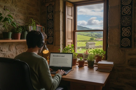 Person using screen reader with headphones in front of a laptop showing accessible content