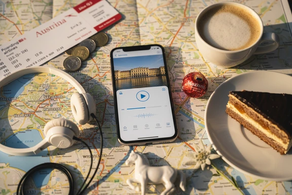 Schönbrunn-Fassade und Hallstätter See im Alpenpanorama