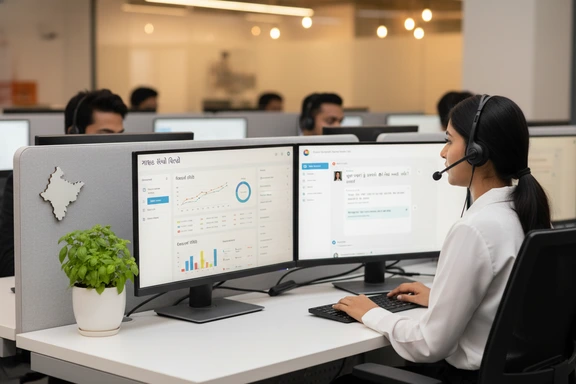 Gujarati bank IVR and customer service call centre screen