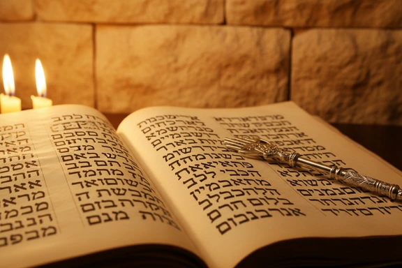 Açık Tora tomarı ve gümüş yad işaretçisi