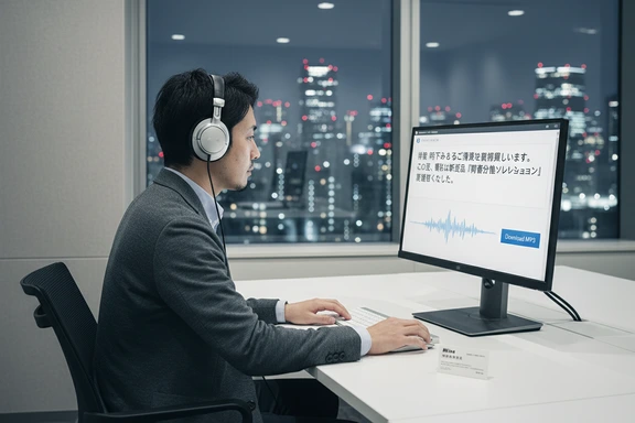 Business desk with meishi card, microphone and Tokyo skyline