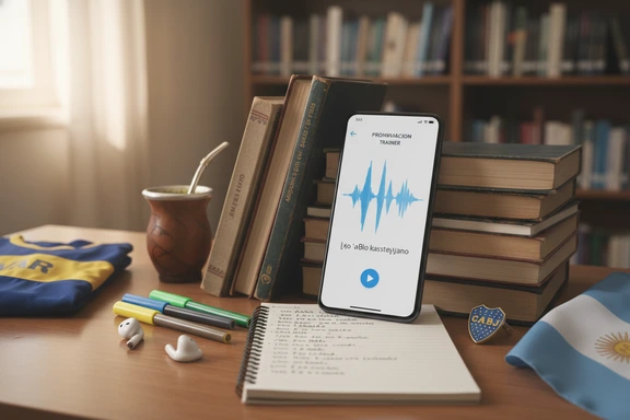 Cuaderno de estudiante con tabla de conjugación del voseo y tarjetas porteñas