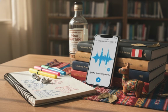 Cuaderno con quechuismos, mapa andino y paleta de textiles peruanos