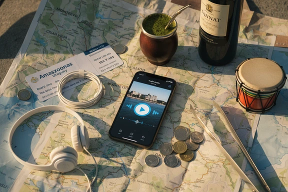 Turismo Montevideo y Punta del Este — adoquines de Colonia del Sacramento, escultura La Mano y costa atlántica