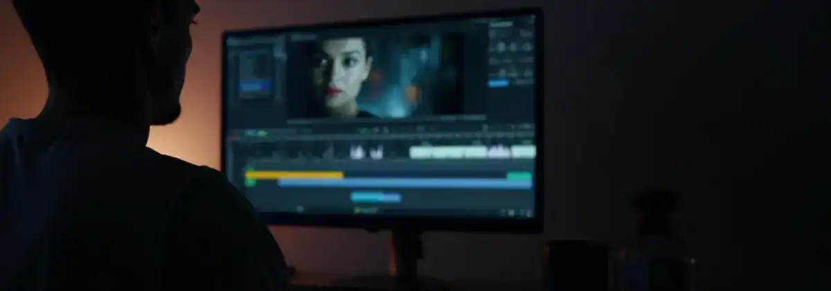 Video editor syncing voiceover to timeline in editing software