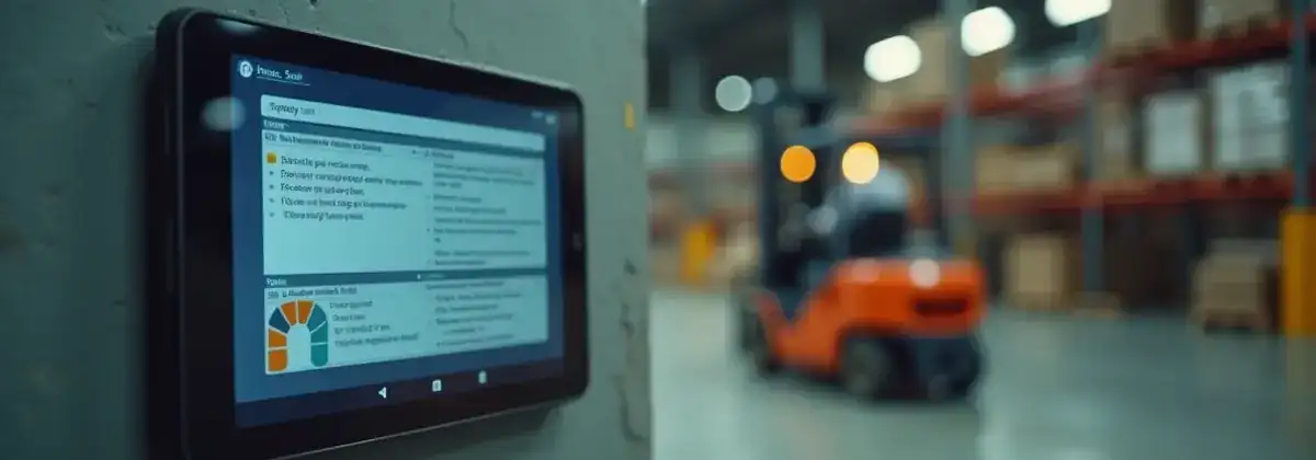 Wall-mounted safety panel with voice interface in warehouse