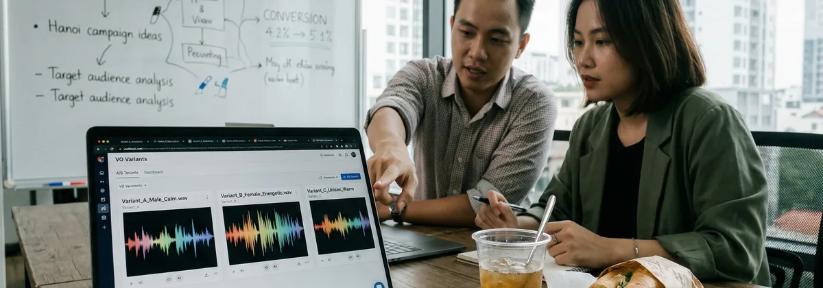 Màn hình máy tính hiển thị nhiều phiên bản quảng cáo video đang A/B test