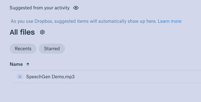 The File uploaded to DropBox