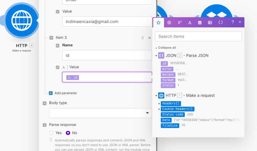 Mapping the id from the JSON module
