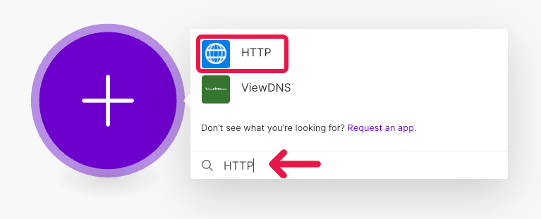 Select HTTP from the list