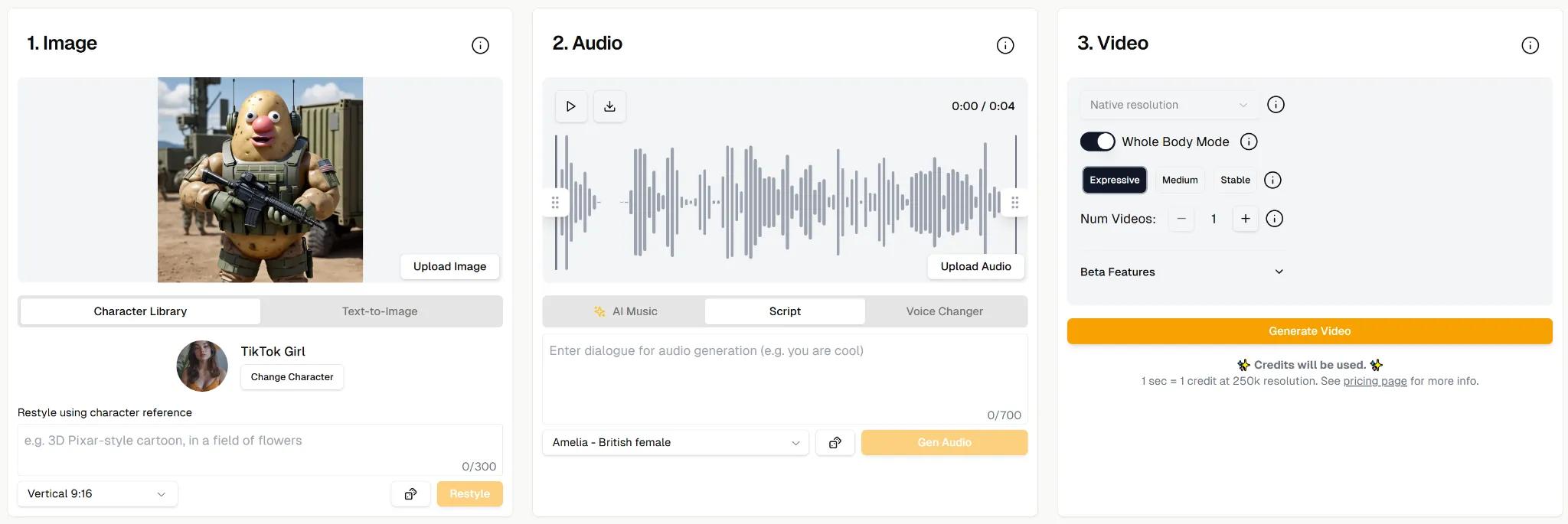 Lemonslice Studio Interface